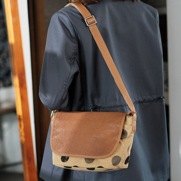 Cute Womens Leather Canvas Satchel Shoulder Bag Crossbody Bags for Ladies Chic