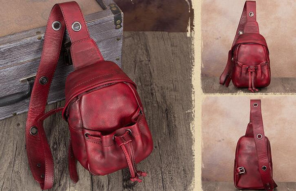 Cute Womens Leather Crossbody Chest Bag Sling Pack For Women