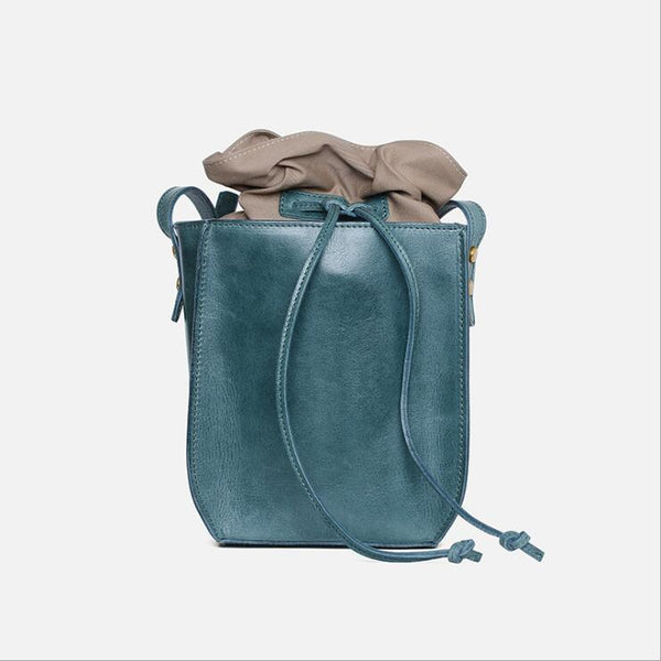 "Cute Womens Leather Crossbody Drawstring Bucket Bag Cross Shoulder Bag For Women  Chic"