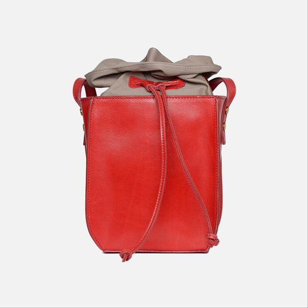 "Cute Womens Leather Crossbody Drawstring Bucket Bag Cross Shoulder Bag For Women  Designer"