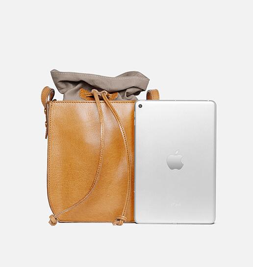 "Cute Womens Leather Crossbody Drawstring Bucket Bag Cross Shoulder Bag For Women  Fashion"