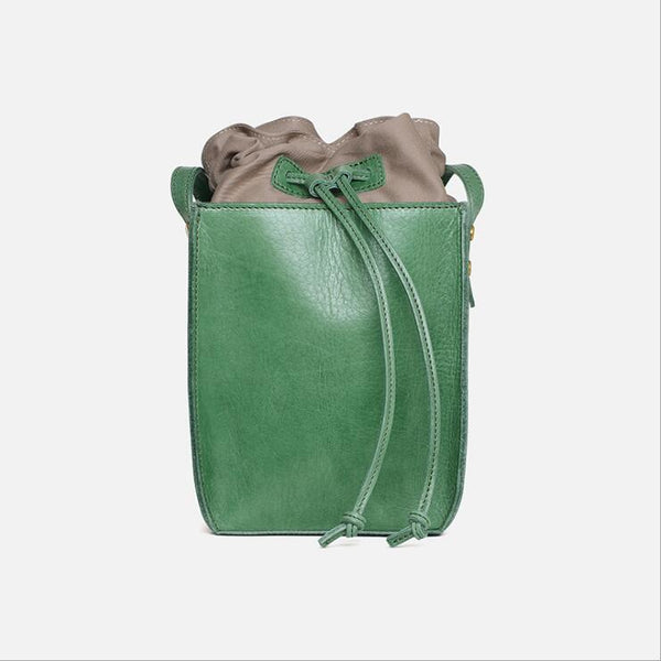 "Cute Womens Leather Crossbody Drawstring Bucket Bag Cross Shoulder Bag For Women  Funky"