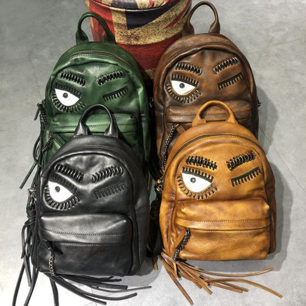 Cute Womens Small Genuine Leather Backpack Purse Trendy Backpacks for Women Funky