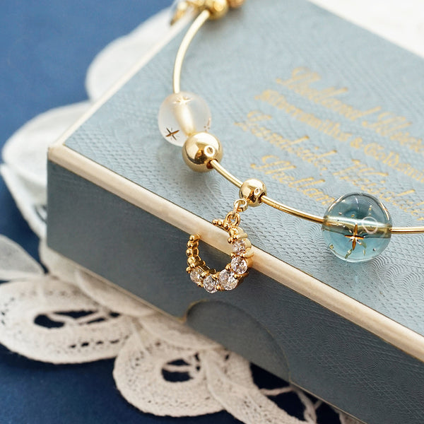 Cute Zircon Crystal Bead Bracelet Gold Silver Jewelry Women adorable