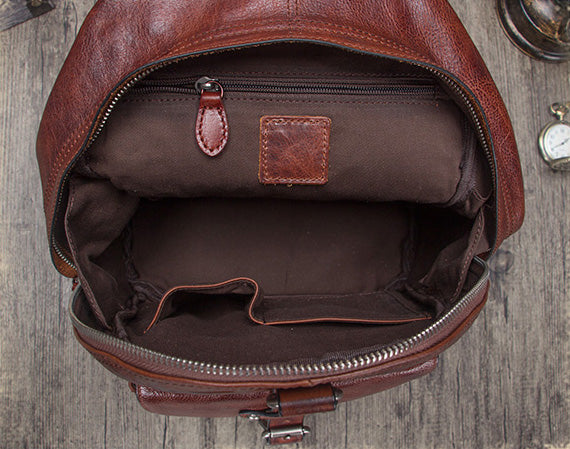 Designer Brown Leather Womens Small Backpack Bag Purse Awesome Backpacks for Women Inside