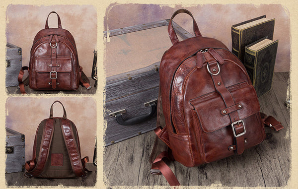 Designer Brown Leather Womens Small Backpack Bag Purse Awesome Backpacks for Women quality