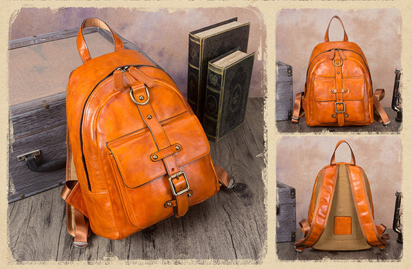 Designer Brown Leather Womens Small Backpack Bag Purse Awesome Backpacks for Women trendy