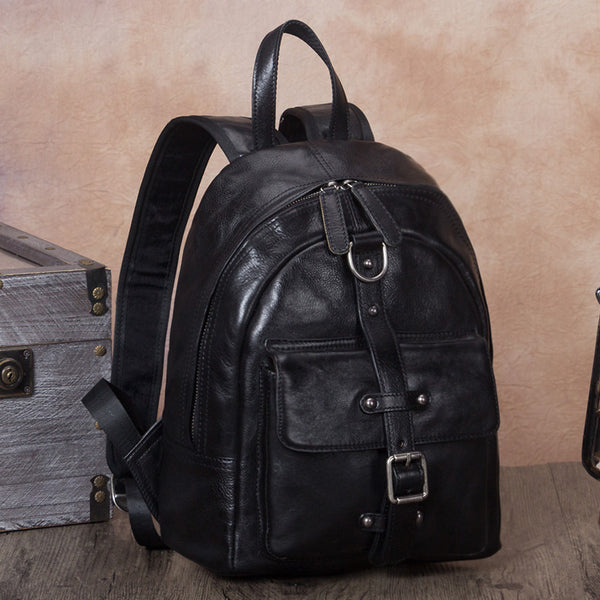 Designer Brown Leather Womens Small Backpack Bag Purse
