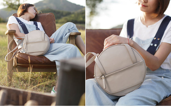 Designer Ladies Round Shoulder Bag Leather Circle Backpack Bag Purse best