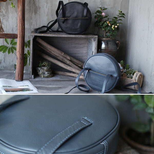 Designer Ladies Round Shoulder Bag Leather Circle Backpack Bag