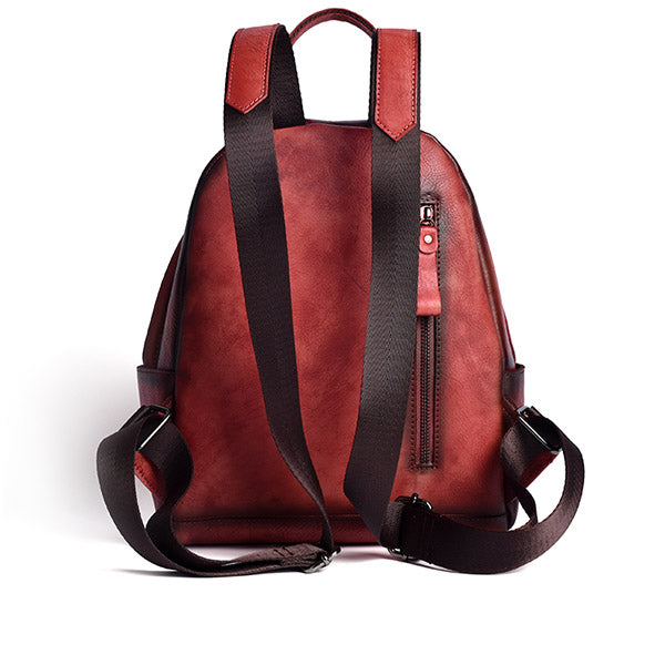 Cool Ladies Red Leather Backpack Purse Bag Rucksack for Women