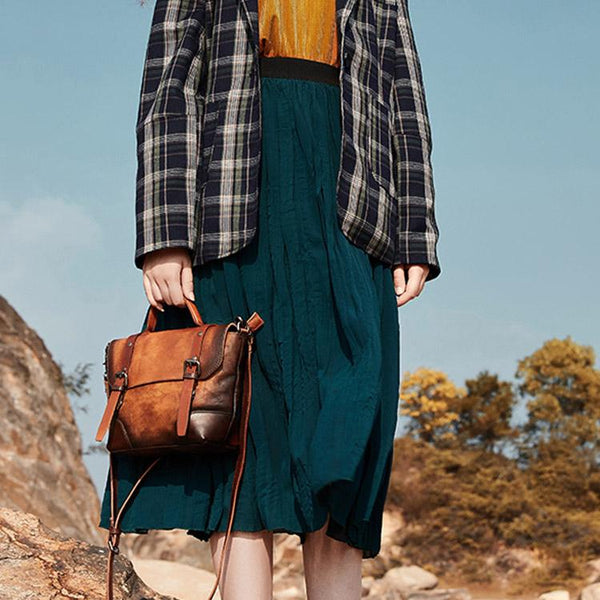 Designer Leather Handbags Women's Leather Satchel Bag Purse for Women Brown