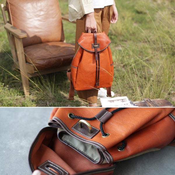 Designer Womens Brown Leather Backpack Purse Laptop Backpacks for Women Boutique