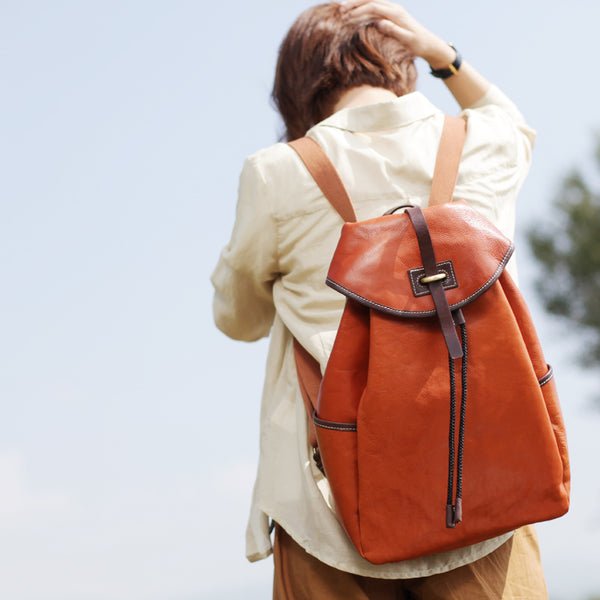 Designer Womens Brown Leather Backpack Purse Laptop Backpacks for Women beautiful