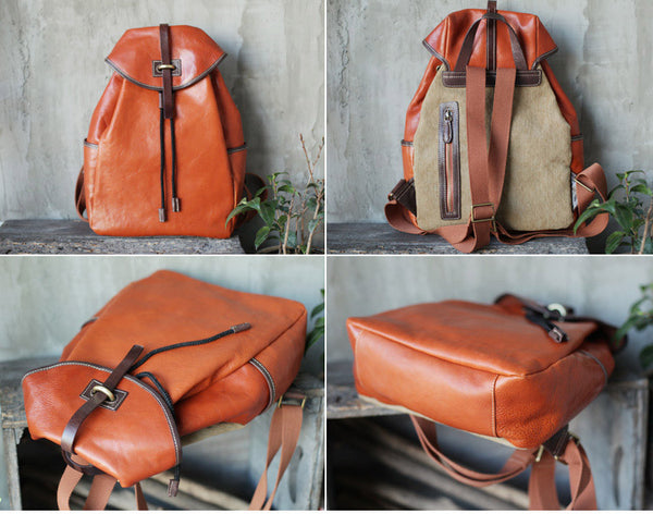 Designer Womens Brown Leather Backpack Purse Laptop Backpacks for Women cool