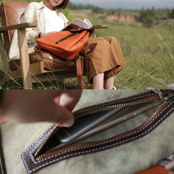 Designer Womens Brown Leather Backpack Purse Laptop Backpacks for Women cowhide