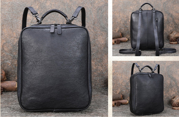Designer Womens Brown Leather Laptop Backpack Purse Cool Backpacks for Women funky