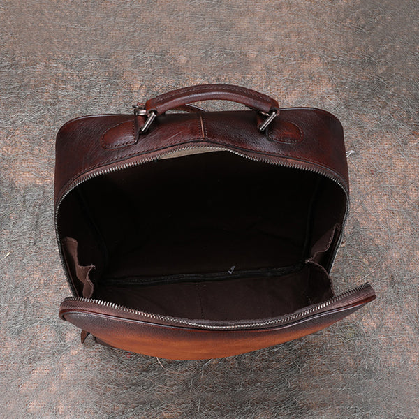 Designer Womens Brown Leather Laptop Backpack Purse Cool Backpacks for Women Handmade