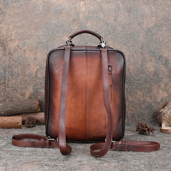 Designer Womens Brown Leather Laptop Backpack Purse Cool Backpacks for Women cool