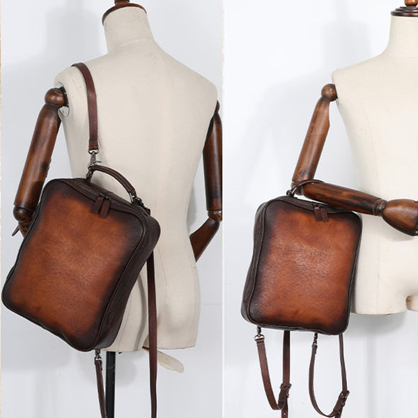 Designer Womens Brown Leather Laptop Backpack Purse Cool Backpacks for Women fashion