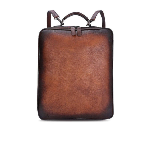Designer Womens Brown Leather Laptop Backpack Purse