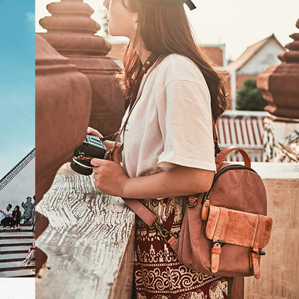 Designer Womens Mini Rucksack Leather Backpack Bag Purse Canvas Backpacks for Women Details