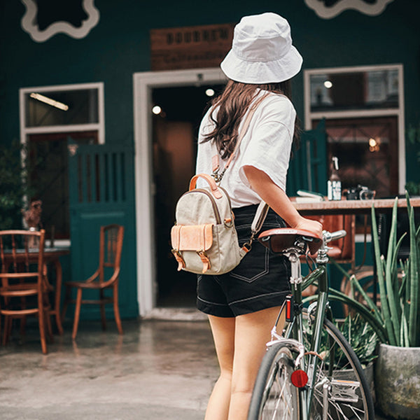 Designer Womens Mini Rucksack Leather Backpack Bag Purse Canvas Backpacks for Women Outside
