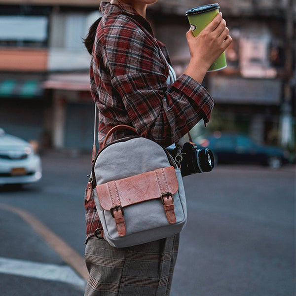 Designer Womens Mini Rucksack Leather Backpack Bag Purse Canvas Backpacks for Women Details