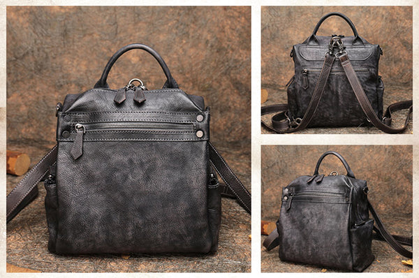 Designer Womens Tan Leather Backpack Purse Trendy Backpacks for Women Details