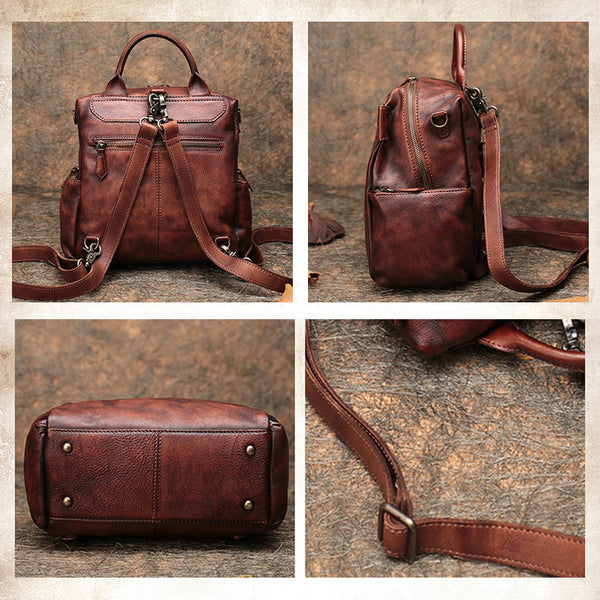 Designer Womens Tan Leather Backpack Purse Trendy Backpacks for Women Original