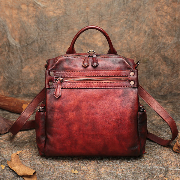 Designer Womens Tan Leather Backpack Purse Trendy Backpacks