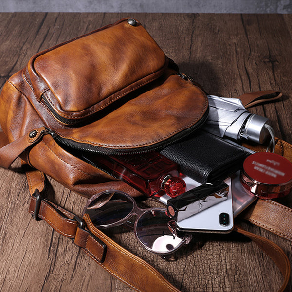 Designer womens small brown leather backpack Bag purse backpacks for women Genuine Leather