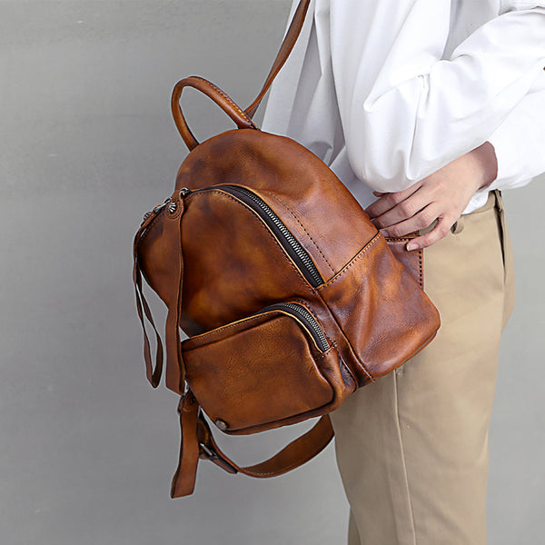 Designer womens small brown leather backpack Bag purse backpacks for women cool