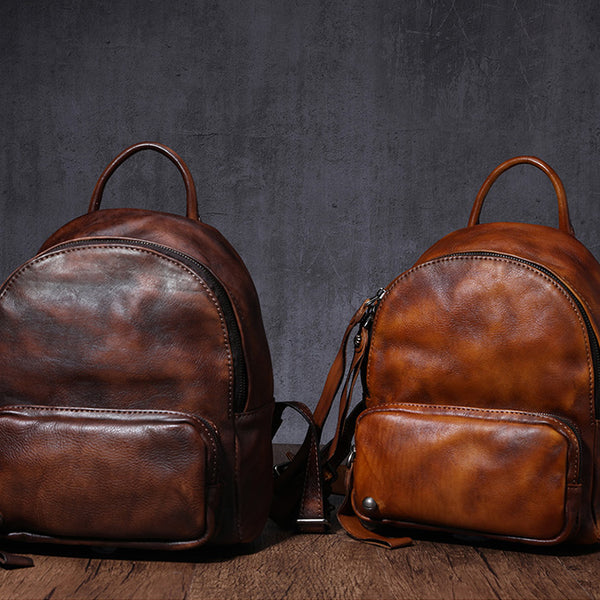 Designer womens small brown leather backpack Bag purse backpacks for women cowhide