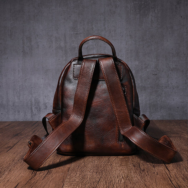 Designer womens small brown leather backpack Bag purse backpacks for women funky