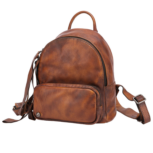 Designer womens small brown leather backpack Bag purse
