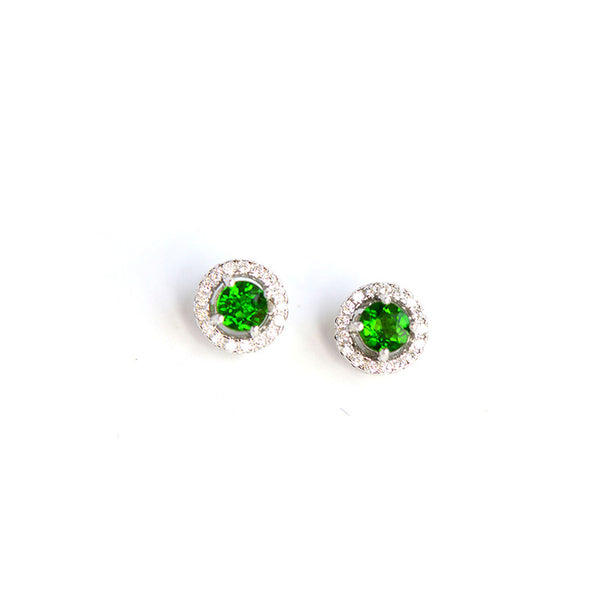 Diopside Stud Earrings Gold Silver Handmade Jewelry Accessories Gifts Women