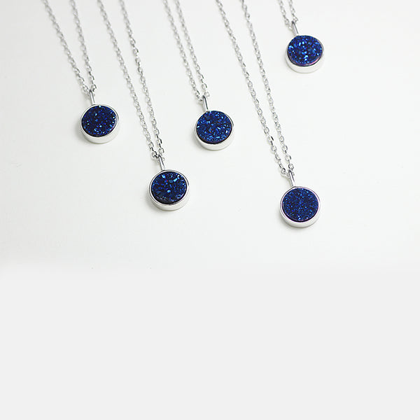 Druse Drusy Pendant Necklace Silver Jewelry Accessories Women gemstone