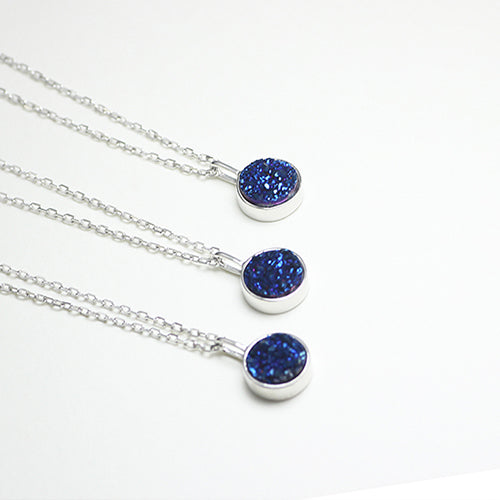 Druse Drusy Pendant Necklace Silver Jewelry Accessories Women many