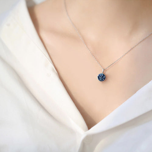 Druse Drusy Pendant Necklace Silver Jewelry Accessories Women wear