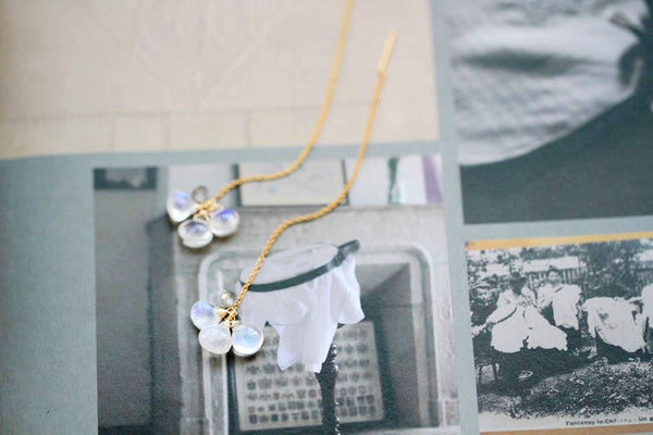 Elegant 15K Gold Plated Moonstone Drop Earring June Birthstone Threader Earrings For Women Affordable