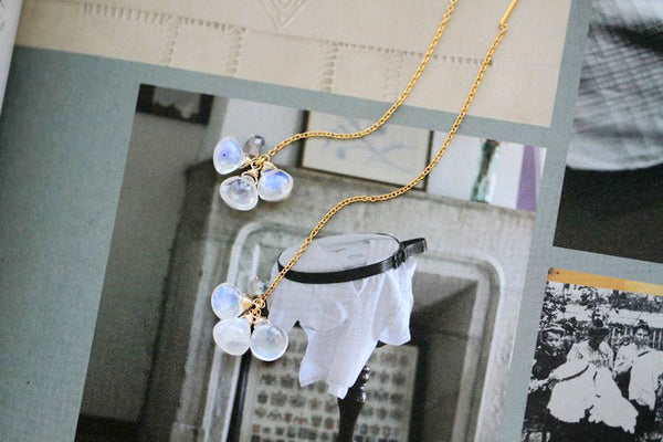 Elegant 22K Gold Plated Moonstone Drop Earring June Birthstone Threader Earrings For Women Cool