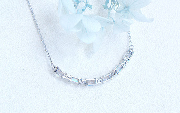 Elegant Womens Smile Bar Silver Moonstone Pendant Necklace June Birthstone Jewelry Details
