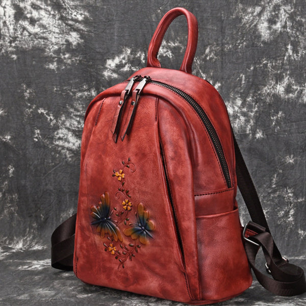 Elegant Womens Vintage Leather Backpack Bags Bookbag Purse for Women