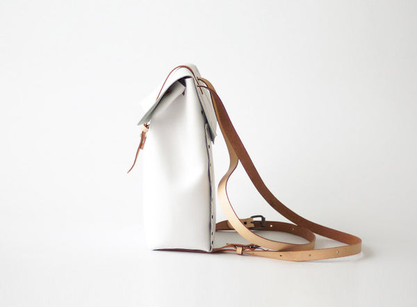 Elegant Womens White Leather Backpack Purse Bag Loptap Backpacks for Women Chic