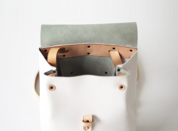 Elegant Womens White Leather Backpack Purse Bag Loptap Backpacks for Women Details