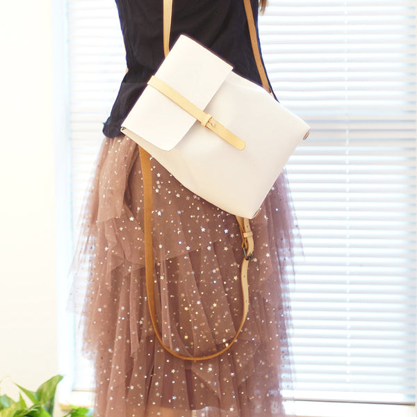 Elegant Womens White Leather Backpack Purse Bag