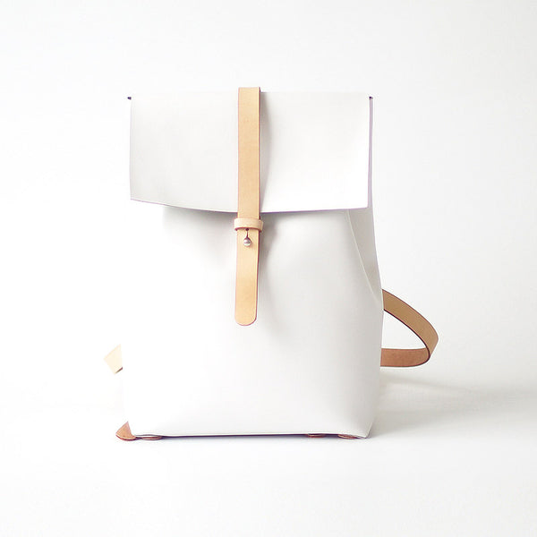 Elegant Womens White Leather Backpack Purse