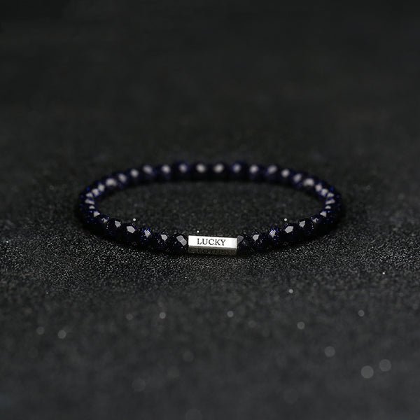 Faceted Blue Sandstone Beaded Bracelets Handmade Gemstone Jewelry Accessories Women Men cute