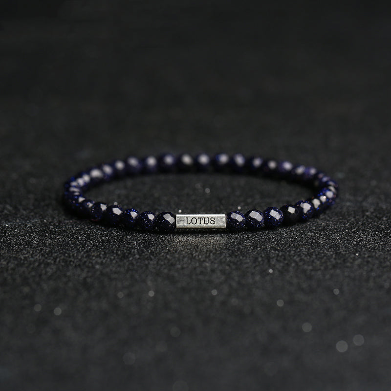 Faceted Blue Sandstone Beaded Bracelets Handmade Gemstone Jewelry Accessories Women Men